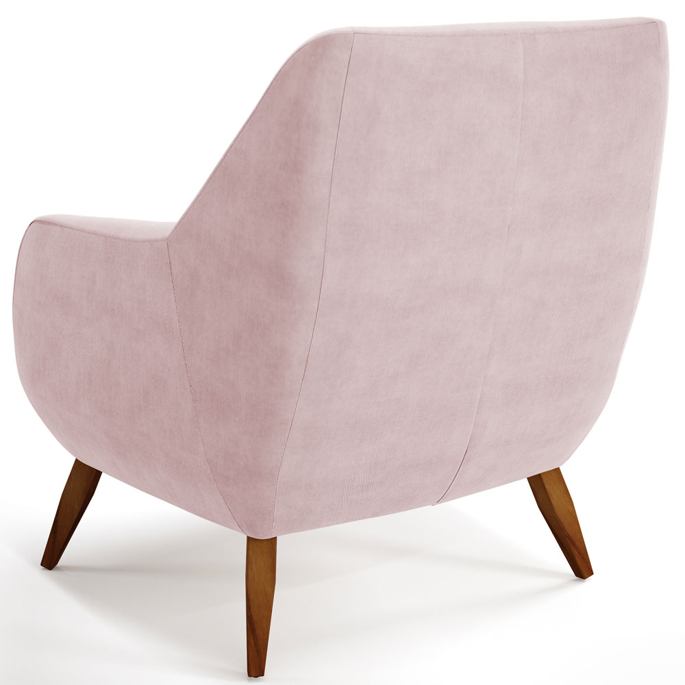 Poltrona Decorativa Fixa Pés de Madeira Paloma D02 Veludo Rosê C-305 - Lyam Decor