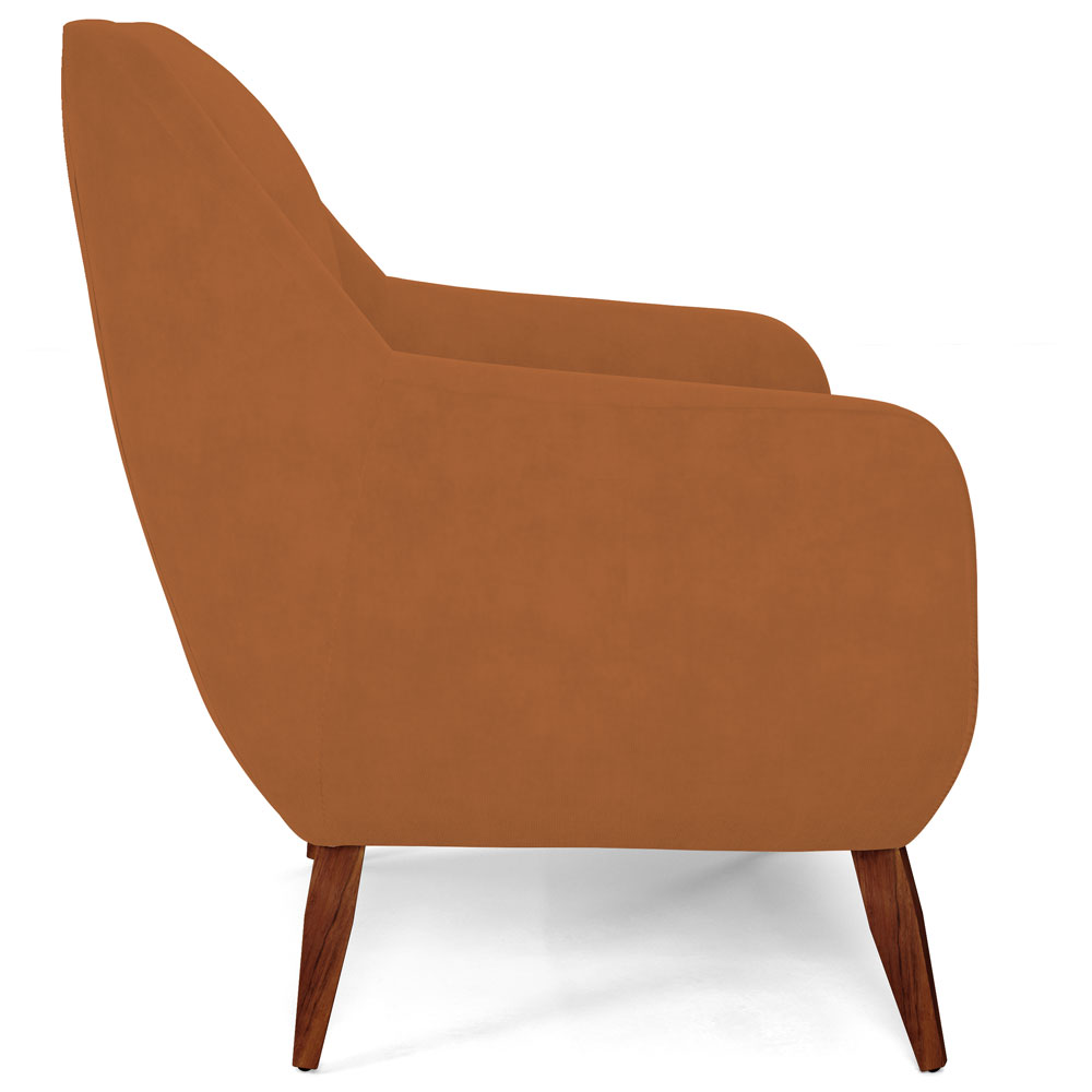 Poltrona Decorativa Fixa Pés de Madeira Paloma D02 Veludo Telha C-262 - Lyam Decor