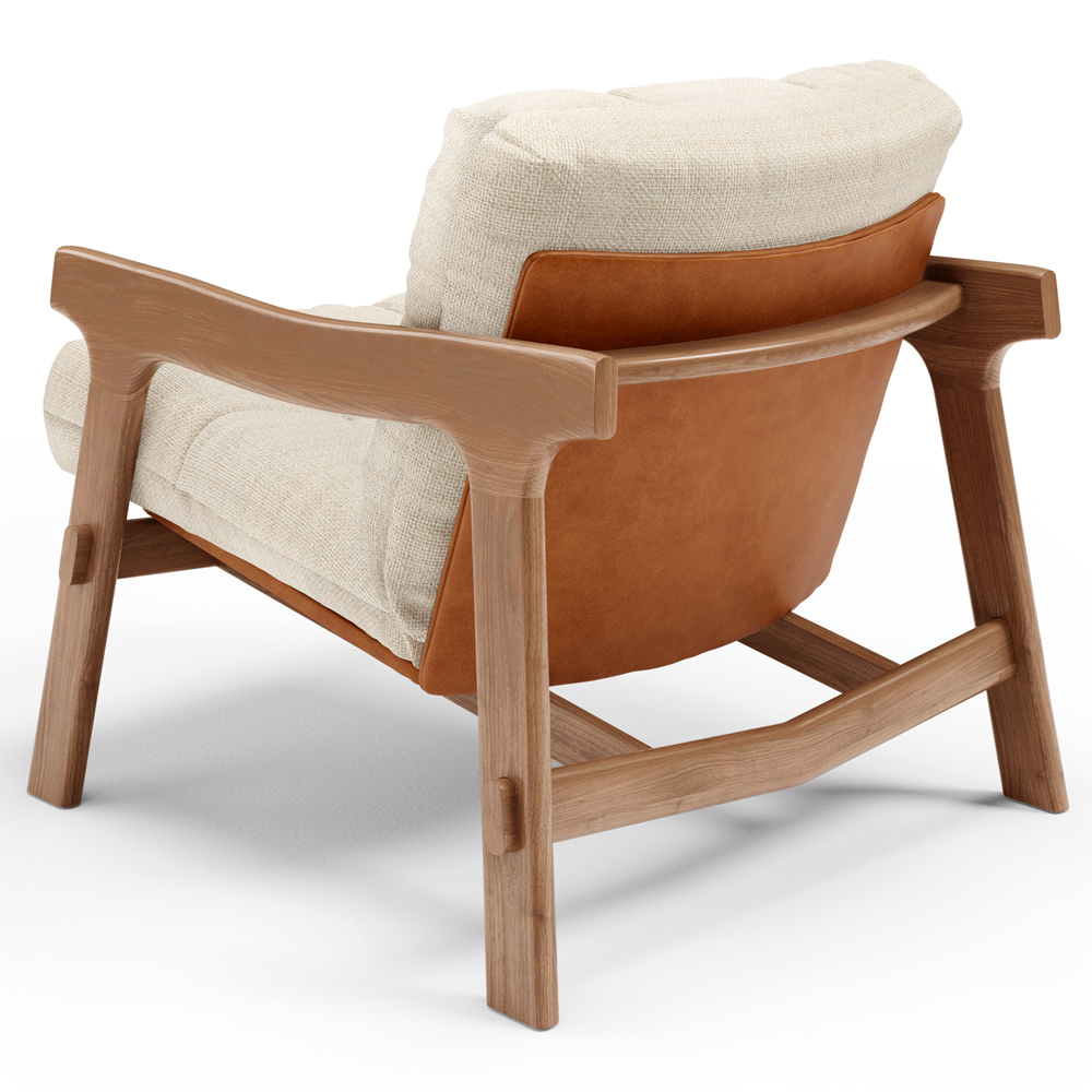Poltrona Decorativa Fixa Para Sala Living Ikary L02 Canela Linho Palha - Lyam Decor