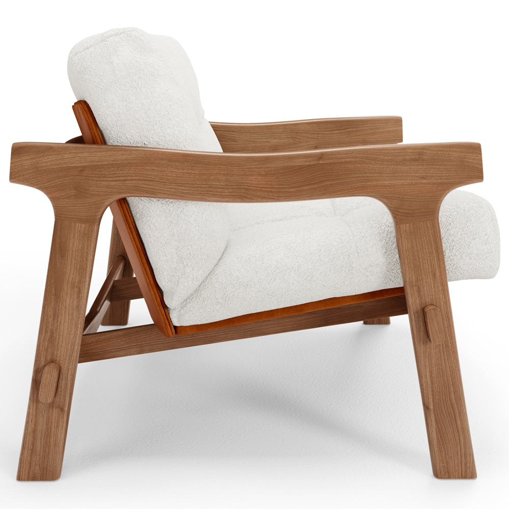 Poltrona Decorativa Fixa Para Sala Living Ikary L02 Canela Prime Bouclê Branco - Lyam Decor