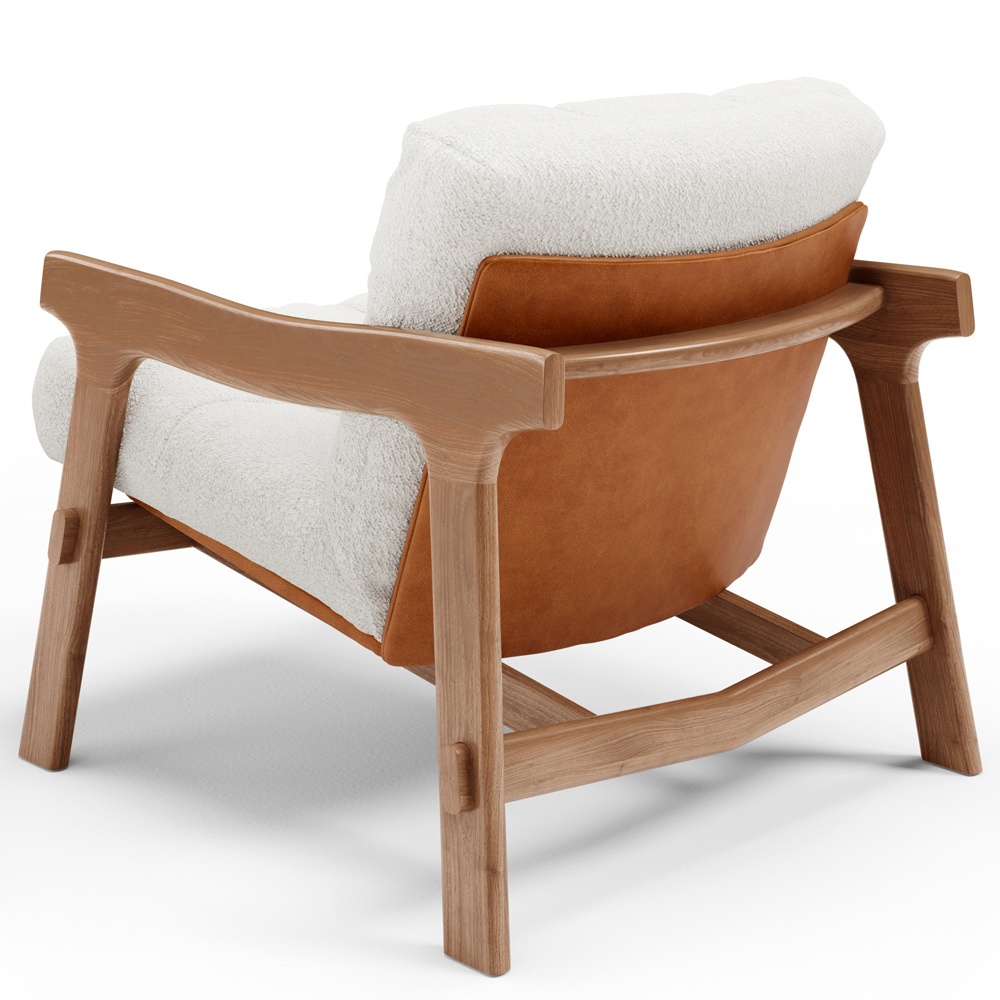 Poltrona Decorativa Fixa Para Sala Living Ikary L02 Canela Prime Bouclê Branco - Lyam Decor