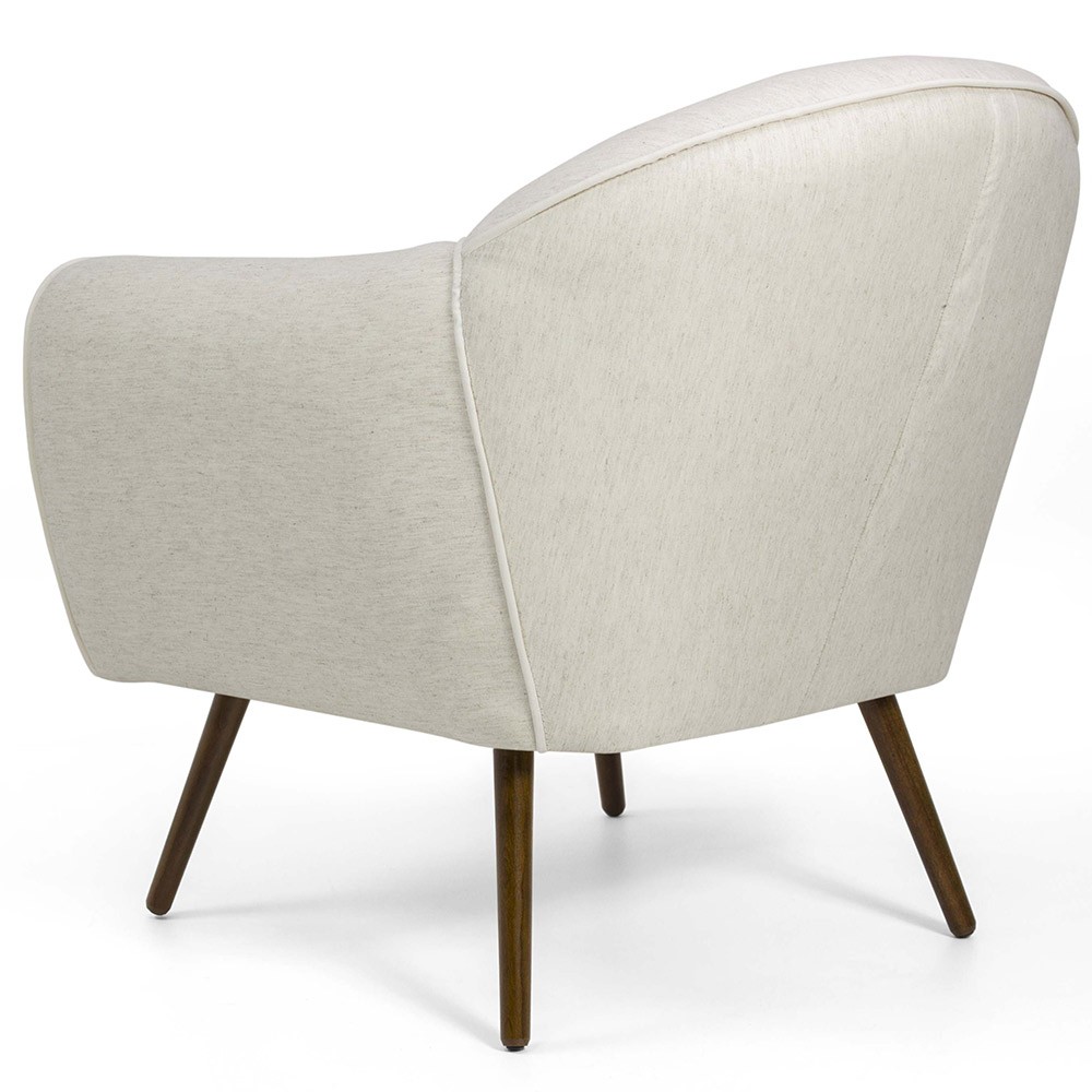 Poltrona Decorativa Fixa com Pés Palito Nina D02 Linho Bege B-298 - Lyam Decor