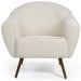 Poltrona Decorativa Fixa com Pés Palito Nina D02 Linho Bege B-298 - Lyam Decor