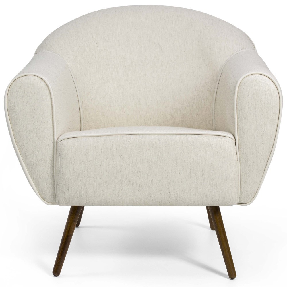 Poltrona Decorativa Fixa com Pés Palito Nina D02 Linho Bege B-298 - Lyam Decor