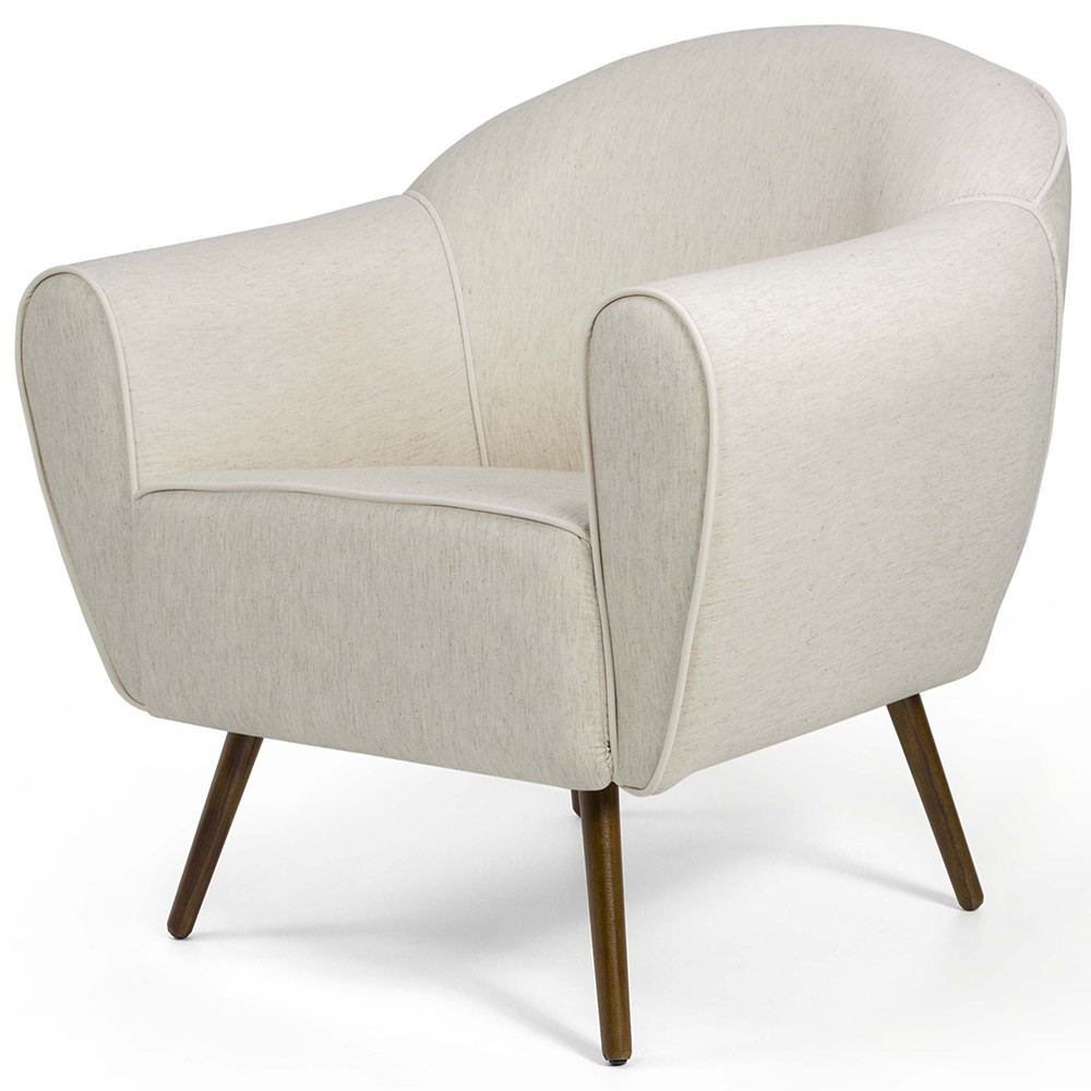 Poltrona Decorativa Fixa com Pés Palito Nina D02 Linho Bege B-298 - Lyam Decor