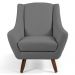 Poltrona Decorativa Fixa com Puff Pés de Madeira Juliet D02 Linho Cinza C-416 - Lyam Decor