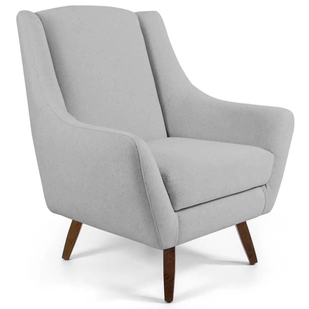 Poltrona Decorativa Fixa com Puff Pés de Madeira Juliet D02 Linho Cru D-316 - Lyam Decor