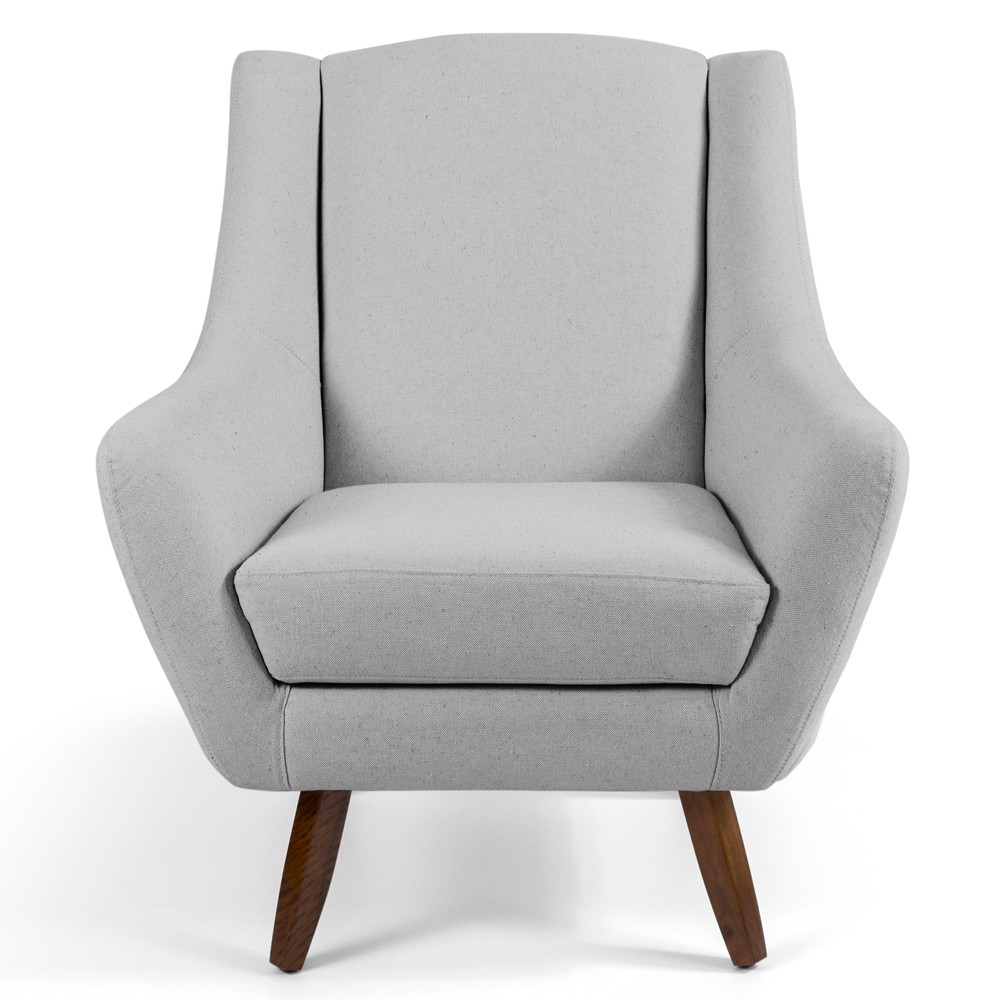 Poltrona Decorativa Fixa com Puff Pés de Madeira Juliet D02 Linho Cru D-316 - Lyam Decor