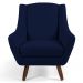 Poltrona Decorativa Fixa com Puff Pés de Madeira Juliet D02 Veludo Azul Marinho C-287 - Lyam Decor