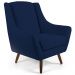 Poltrona Decorativa Fixa com Puff Pés de Madeira Juliet D02 Veludo Azul Oxford C-304 - Lyam Decor