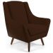 Poltrona Decorativa Fixa com Puff Pés de Madeira Juliet D02 Veludo Marrom C-276 - Lyam Decor