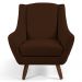 Poltrona Decorativa Fixa com Puff Pés de Madeira Juliet D02 Veludo Marrom C-276 - Lyam Decor