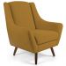 Poltrona Decorativa Fixa com Puff Pés de Madeira Juliet D02 Veludo Mostarda C-260 - Lyam Decor