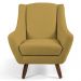 Poltrona Decorativa Fixa com Puff Pés de Madeira Juliet D02 Veludo Mostarda C-279 - Lyam Decor