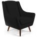 Poltrona Decorativa Fixa com Puff Pés de Madeira Juliet D02 Veludo Preto C-300 - Lyam Decor
