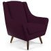 Poltrona Decorativa Fixa com Puff Pés de Madeira Juliet D02 Veludo Roxo Grape C-292 - Lyam Decor