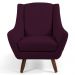 Poltrona Decorativa Fixa com Puff Pés de Madeira Juliet D02 Veludo Roxo Grape C-292 - Lyam Decor
