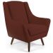 Poltrona Decorativa Fixa com Puff Pés de Madeira Juliet D02 Veludo Terracota C-417 - Lyam Decor