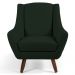 Poltrona Decorativa Fixa com Puff Pés de Madeira Juliet D02 Veludo Verde C-303 - Lyam Decor