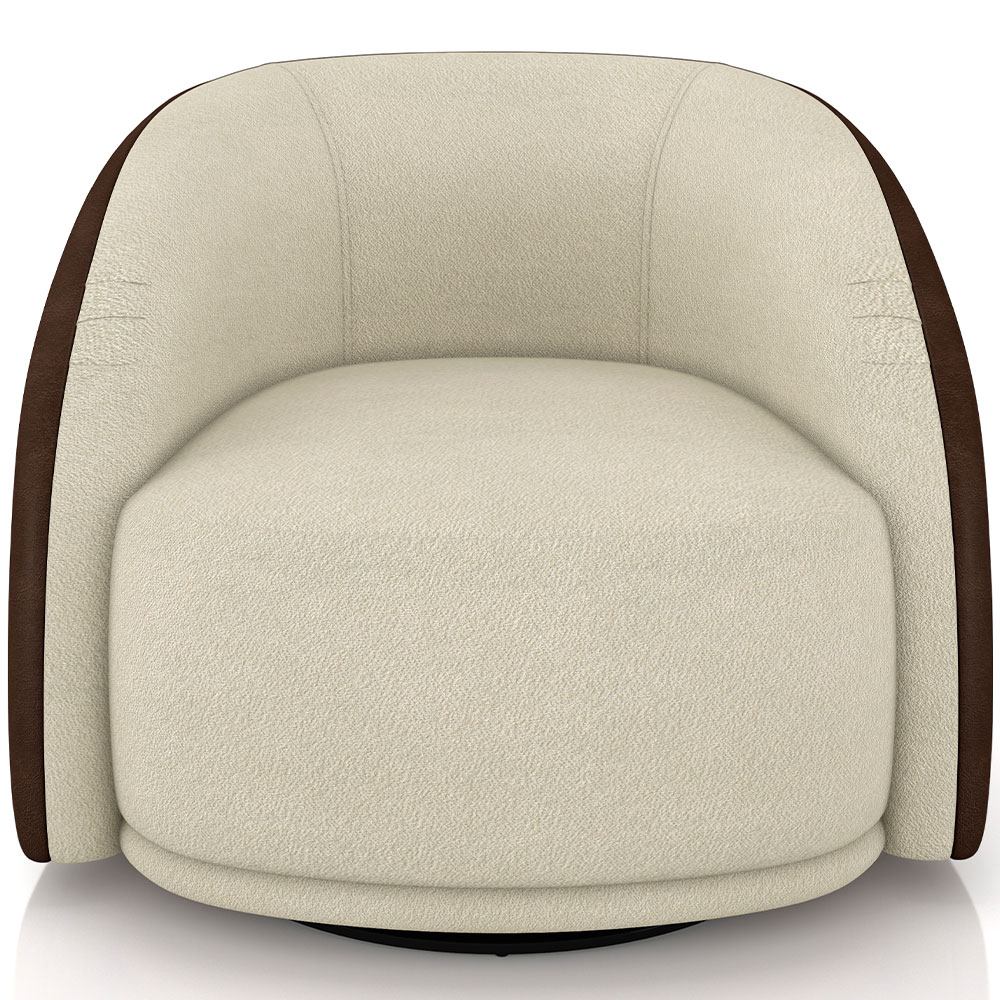 Poltrona Decorativa Giratória Angelina M03 Couríssimo Marrom Bouclê Bege - Lyam Decor