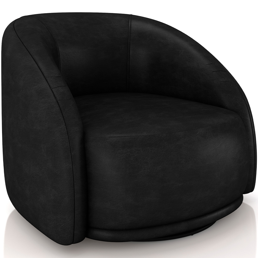 Poltrona Decorativa Giratória Angelina M03 Couríssimo Preto - Lyam Decor