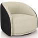 Poltrona Decorativa Giratória Angelina M03 Couríssimo Preto Bouclê Bege - Lyam Decor