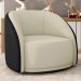 Poltrona Decorativa Giratória Angelina M03 Couríssimo Preto Bouclê Bege - Lyam Decor