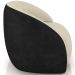 Poltrona Decorativa Giratória Angelina M03 Couríssimo Preto Bouclê Bege - Lyam Decor