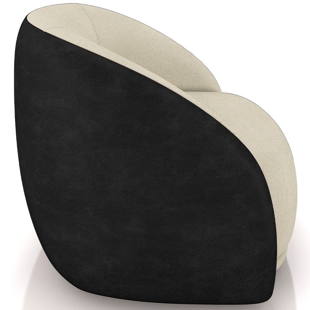 Poltrona Decorativa Giratória Angelina M03 Couríssimo Preto Bouclê Bege - Lyam Decor