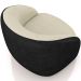 Poltrona Decorativa Giratória Angelina M03 Couríssimo Preto Bouclê Bege - Lyam Decor