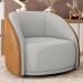 Poltrona Decorativa Giratória Angelina M03 Couríssimo Whisky Linho Cinza - Lyam Decor