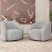 Poltrona Decorativa Giratória Angelina M03 Linho Cinza Claro - Lyam Decor