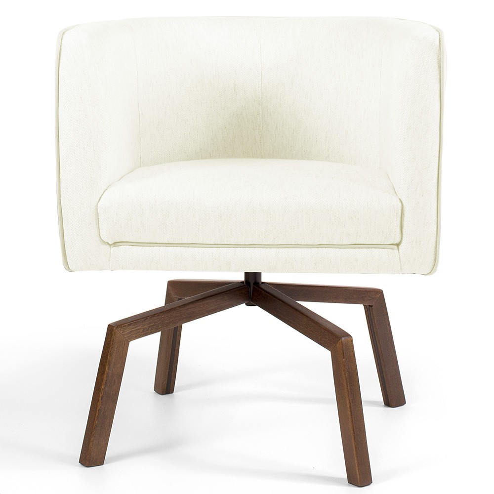 Poltrona Decorativa Giratória Base Ka Betina D02 Corano Bege C-26 - Lyam Decor