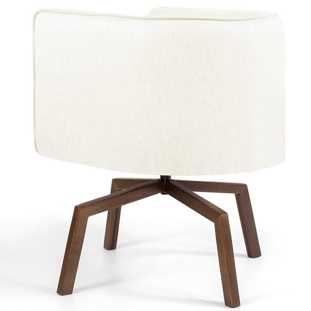 Poltrona Decorativa Giratória Base Ka Betina D02 Corano Bege C-26 - Lyam Decor