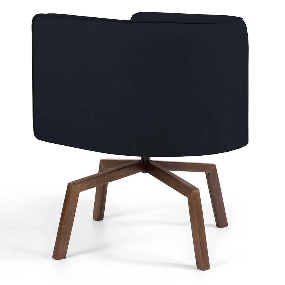 Poltrona Decorativa Giratória Base Ka Betina D02 Corano Preto C-05 - Lyam Decor