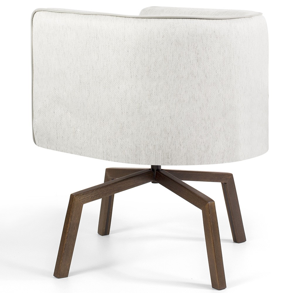 Poltrona Decorativa Giratória Base Ka Betina D02 Linho Bege C-443 - Lyam Decor