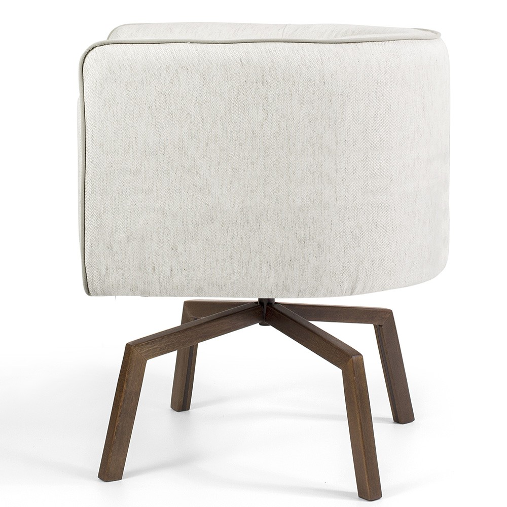 Poltrona Decorativa Giratória Base Ka Betina D02 Linho Bege C-443 - Lyam Decor