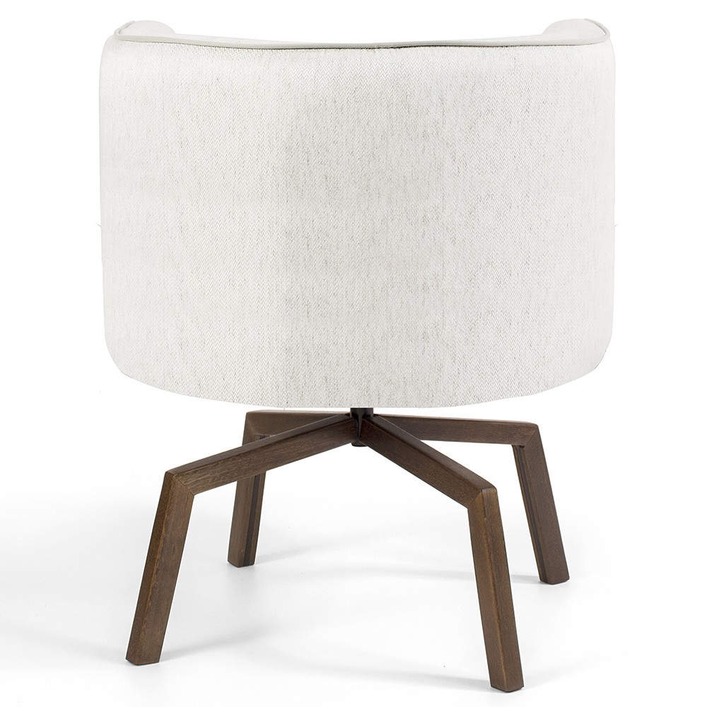 Poltrona Decorativa Giratória Base Ka Betina D02 Linho Bege C-443 - Lyam Decor