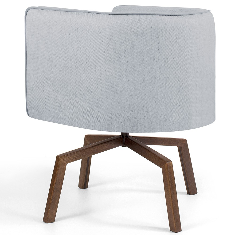Poltrona Decorativa Giratória Base Ka Betina D02 Linho Cinza D-315 - Lyam Decor