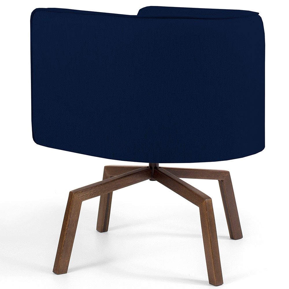 Poltrona Decorativa Giratória Base Ka Betina D02 Veludo Azul Oxford C-304 - Lyam Decor
