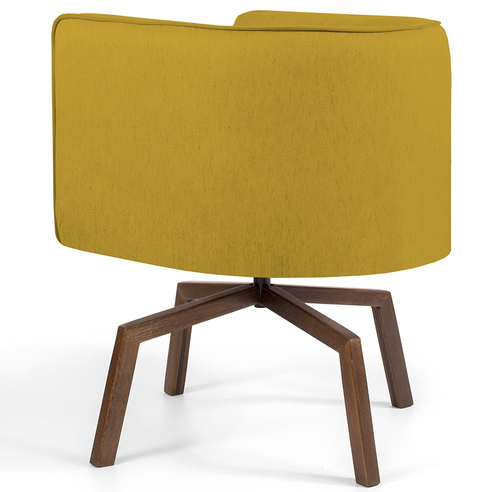 Poltrona Decorativa Giratória Base Ka Betina D02 Veludo Mostarda C-279 - Lyam Decor