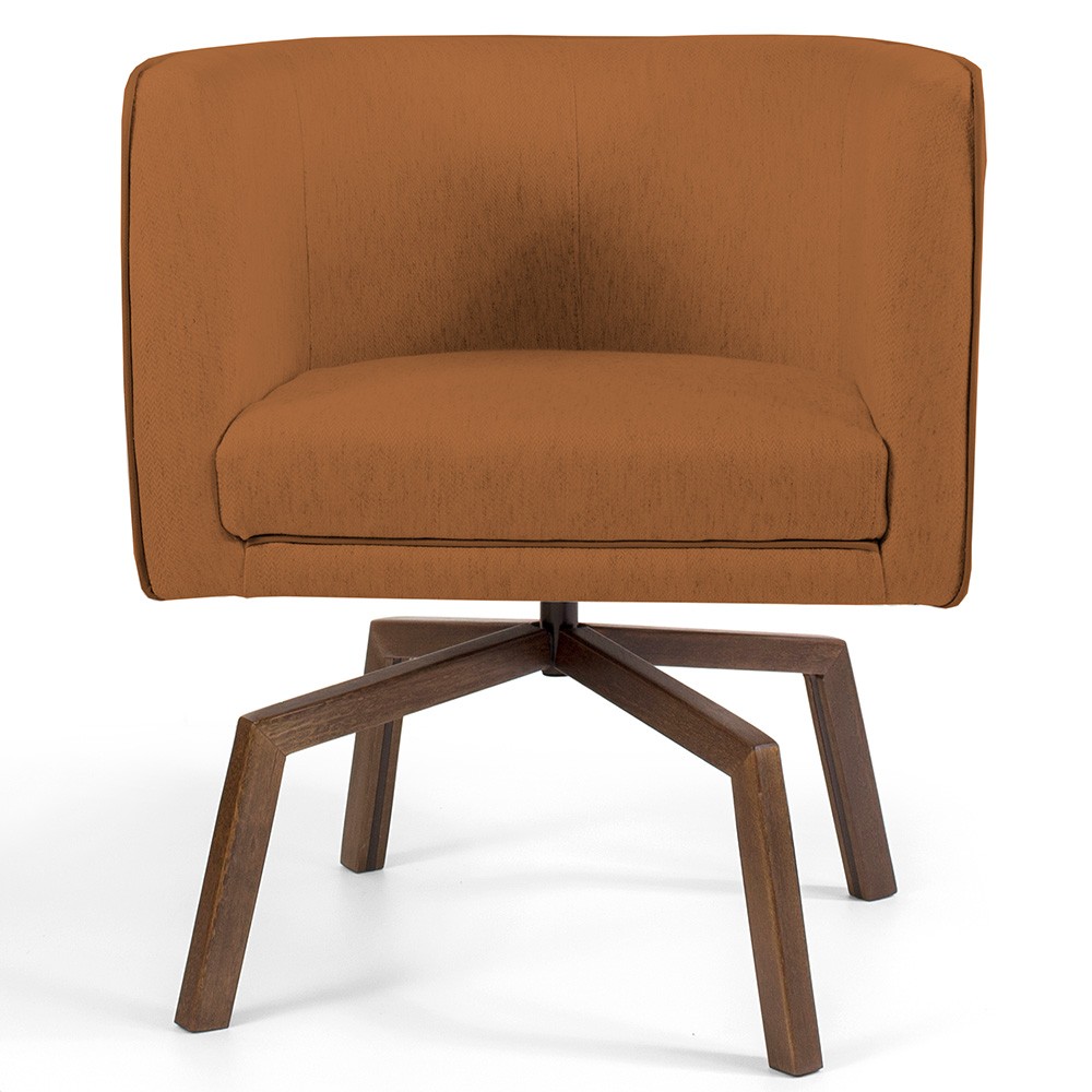 Poltrona Decorativa Giratória Base Ka Betina D02 Veludo Telha C-262 - Lyam Decor