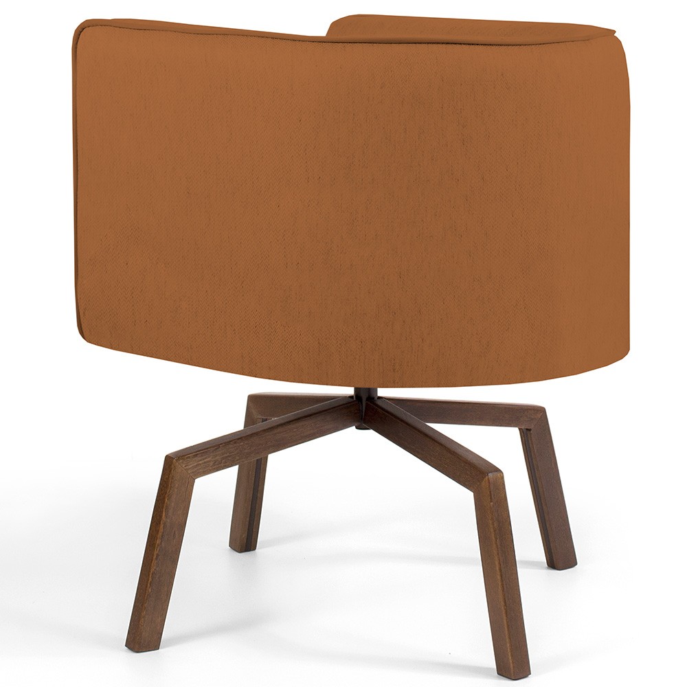 Poltrona Decorativa Giratória Base Ka Betina D02 Veludo Telha C-262 - Lyam Decor
