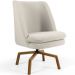 Poltrona Decorativa Giratória Base Ka Castanho Pérsia D02 Linho Bege C-107 - Lyam Decor
