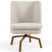 Poltrona Decorativa Giratória Base Ka Castanho Pérsia D02 Linho Bege C-107 - Lyam Decor