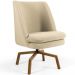 Poltrona Decorativa Giratória Base Ka Castanho Pérsia D02 Linho Bege C-129 - Lyam Decor