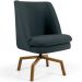 Poltrona Decorativa Giratória Base Ka Castanho Pérsia D02 Linho Chumbo C-465 - Lyam Decor