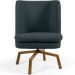 Poltrona Decorativa Giratória Base Ka Castanho Pérsia D02 Linho Chumbo C-465 - Lyam Decor