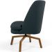 Poltrona Decorativa Giratória Base Ka Castanho Pérsia D02 Linho Chumbo C-465 - Lyam Decor