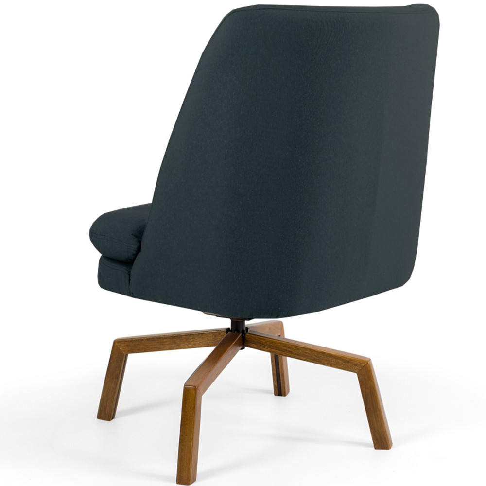 Poltrona Decorativa Giratória Base Ka Castanho Pérsia D02 Linho Chumbo C-465 - Lyam Decor